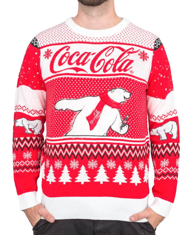 Coca-Cola Weihnachtspullover mit Eisbären- und Baummotiven für Herren