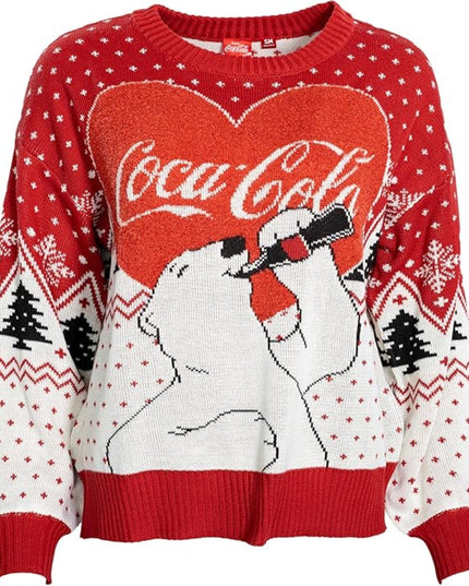 Coca-Cola Herz-Eisbär-Damen-Weihnachtspullover