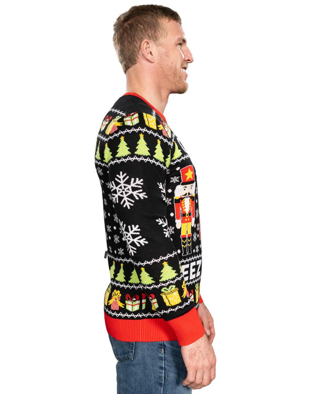 Crack Deez Nuts Nussknacker Weihnachtsmann gestrickter hässlicher Weihnachtspullover