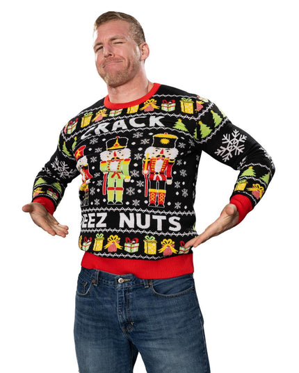 Crack Deez Nuts Nussknacker Weihnachtsmann gestrickter hässlicher Weihnachtspullover
