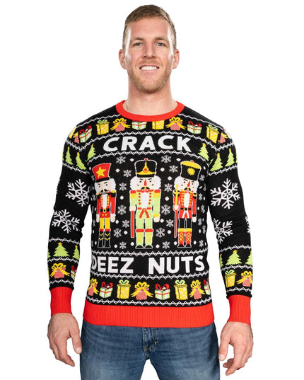 Crack Deez Nuts Nussknacker Weihnachtsmann gestrickter hässlicher Weihnachtspullover