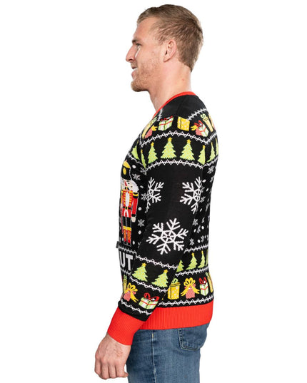 Crack Deez Nuts Nussknacker Weihnachtsmann gestrickter hässlicher Weihnachtspullover