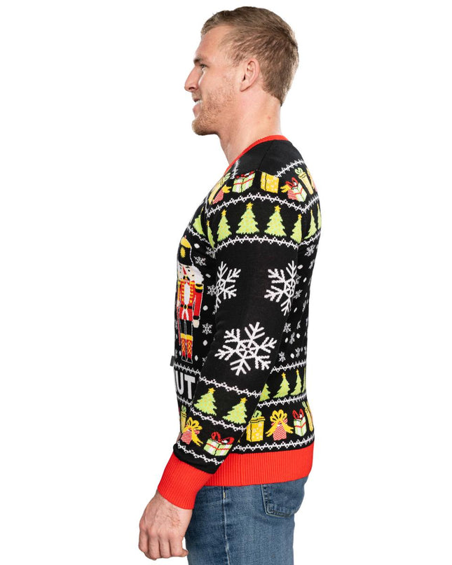 Crack Deez Nuts Nussknacker Weihnachtsmann gestrickter hässlicher Weihnachtspullover
