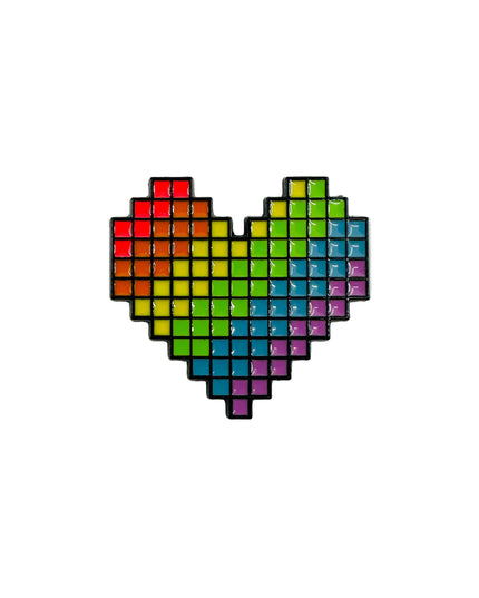 Pixel Pride Heart Pin for Family Christmas Fun
