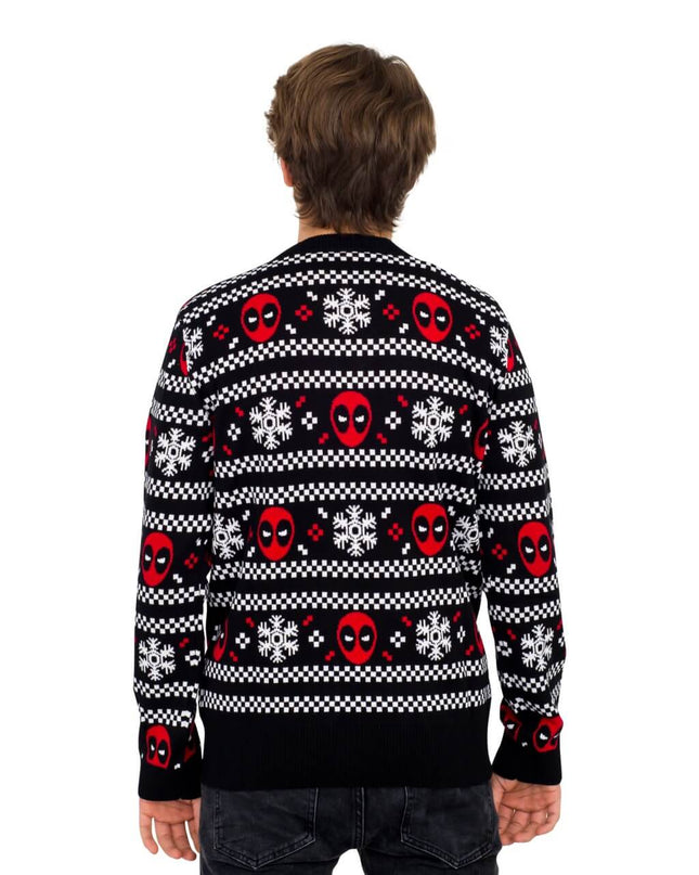 Deadpool Weihnachtspullover mit Schneestreifen