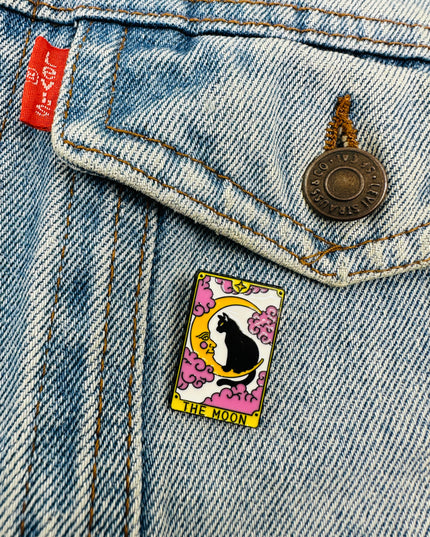 Katzen-Tarot-Anstecknadel | Der Mond | Halloween-Accessoires