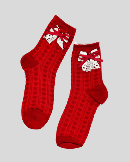 Socks - Cute Red Design III - Festive Accessory