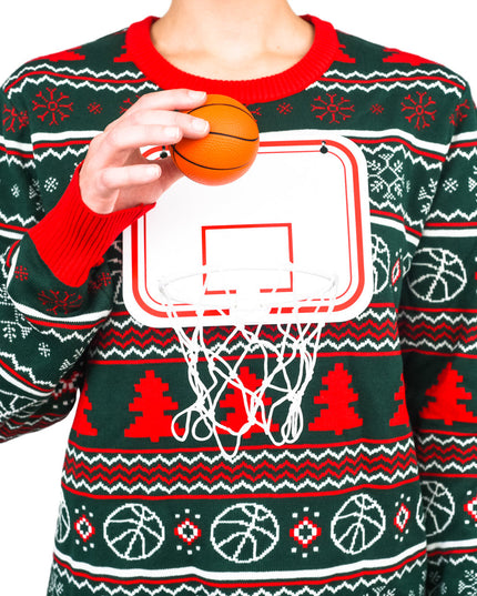 Basketballnetz 3D Hässlicher Weihnachtspullover