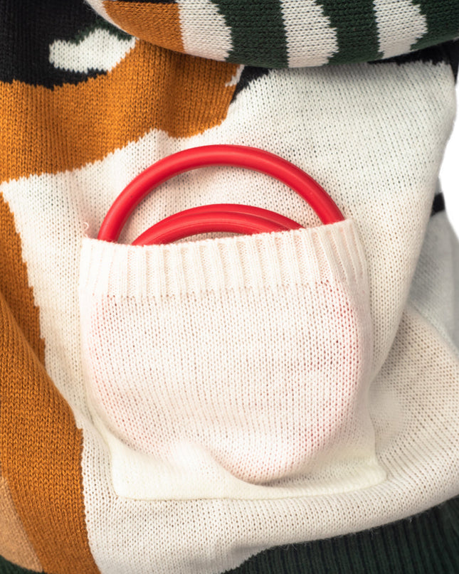 3D-Weihnachtspullover mit Rentier-Ringwurfmotiv