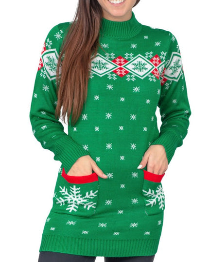 Festive Snowflakes Women's Ugly Christmas Sweater Dress