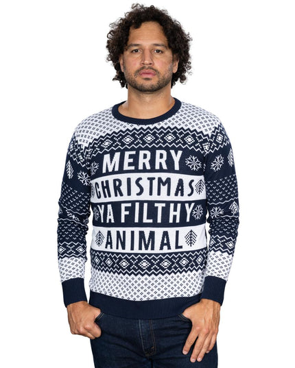 Schmutziges Tier Marineblau Unisex Hässlicher Weihnachtspullover