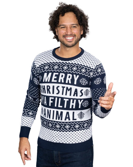 Schmutziges Tier Marineblau Unisex Hässlicher Weihnachtspullover