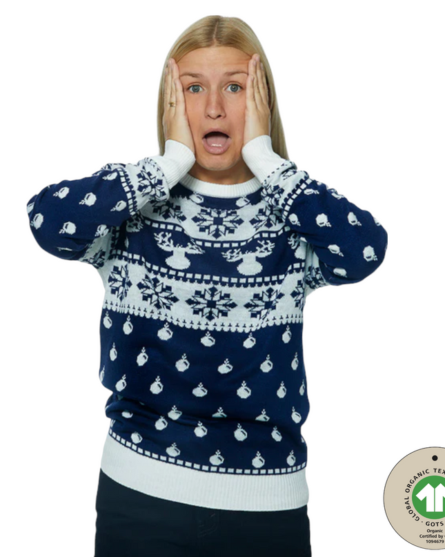 Klassischer blauer Weihnachtspullover für Damen von Marius