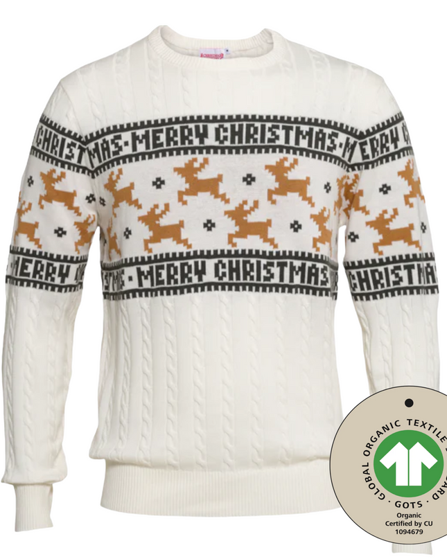 Weihnachtspullover Marius für Damen in traditionellem, elegantem Weiß