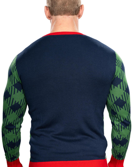 Golfender Weihnachtsmann gestrickter hässlicher Weihnachtspullover