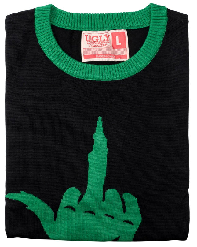 Grüner Cartoon-Monster-Mittelfinger-Unisex-hässlicher Pullover