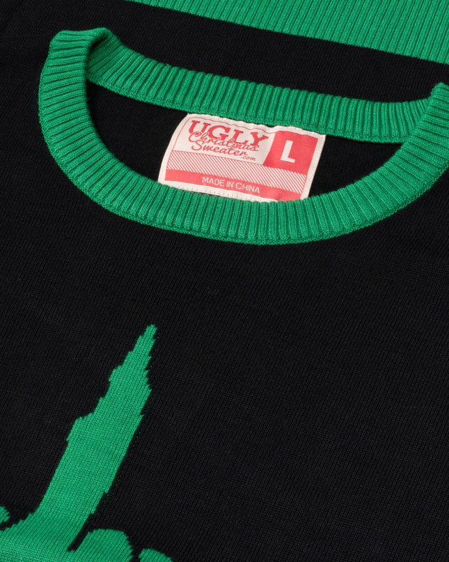 Grüner Cartoon-Monster-Mittelfinger-Unisex-hässlicher Pullover