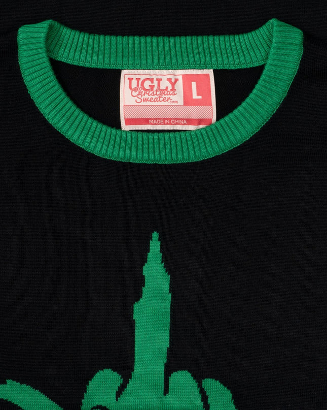 Grüner Cartoon-Monster-Mittelfinger-Unisex-hässlicher Pullover