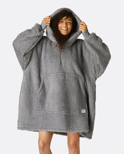 HappyHoodie Grauer Sherpa-Hoodie für Erwachsene – Bestseller-Komfort