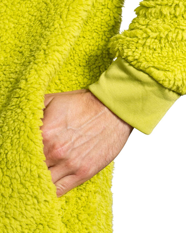 Grinch-Sherpa-Einteiler mit Reißverschluss am Kopf