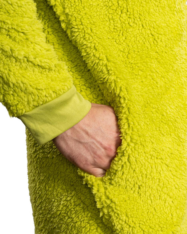 Grinch-Sherpa-Einteiler mit Reißverschluss am Kopf