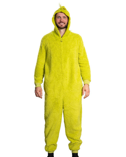 Grinch Sherpa Union Suit with Head Zipper