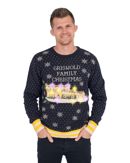 Griswold-Familien-Weihnachtspullover mit LED-Lichtern