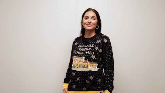 Griswold-Familien-Weihnachtspullover mit LED-Lichtern