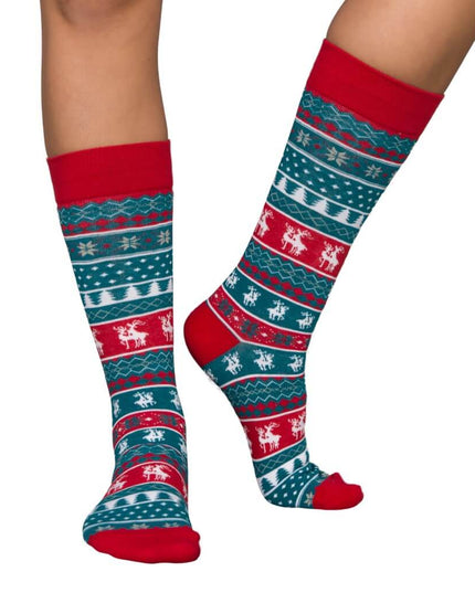 Humping Reindeer Ugly Christmas Socks in Blue and Red