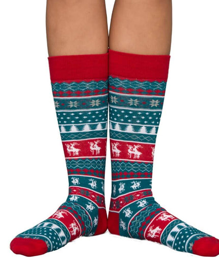 Humping Reindeer Ugly Christmas Socks in Blue and Red
