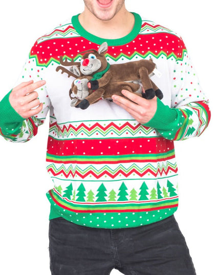 Höckerndes Rentier 3D-animierter hässlicher Weihnachtspullover
