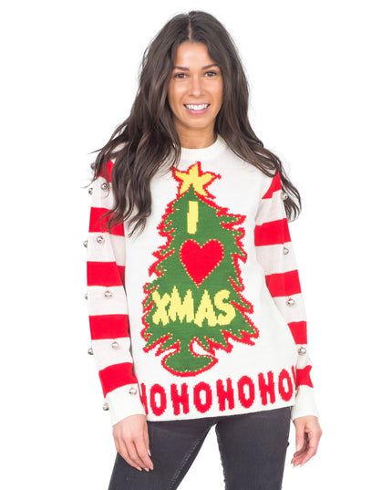 I Love Xmas HOHOHO Light Up and Bells Ugly Sweater
