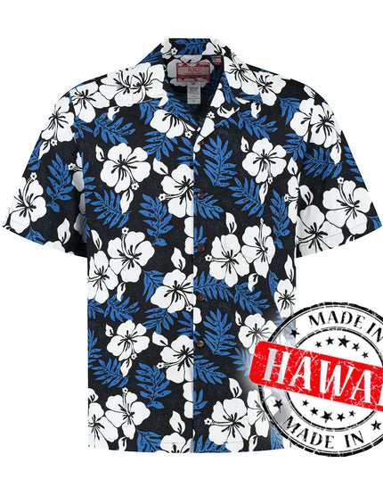 Hawaiihemd mit elegantem blauen Blumenmuster
