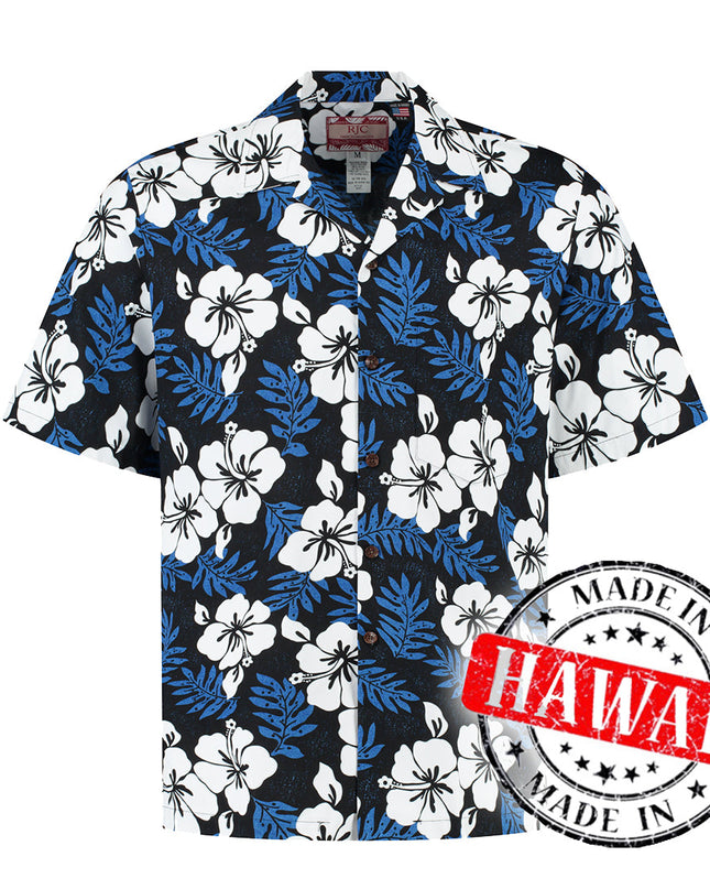 Hawaiihemd mit elegantem blauen Blumenmuster