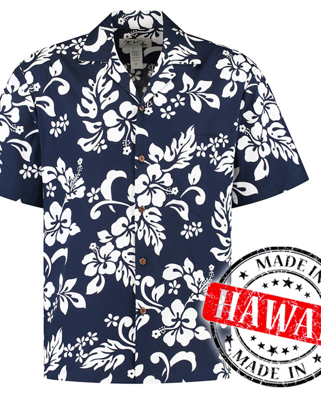 Hawaiihemd mit blauem Blumenmuster
