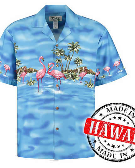 Hawaiihemd-Flamingo im Wasser-Design