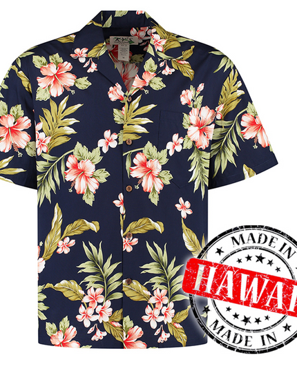 Hibiskusblaues Hawaiihemd für Herren