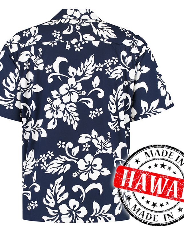 Hawaiihemd mit blauem Blumenmuster