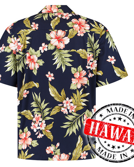Hibiskusblaues Hawaiihemd für Herren