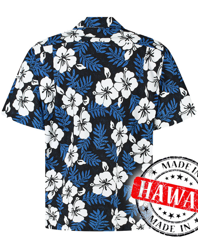 Hawaiihemd mit elegantem blauen Blumenmuster