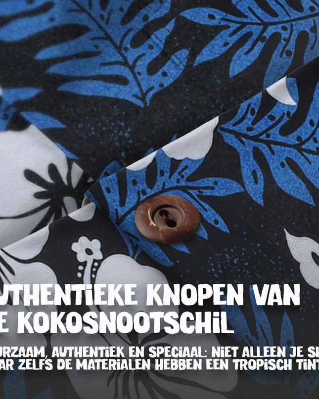 Hawaiihemd mit elegantem blauen Blumenmuster