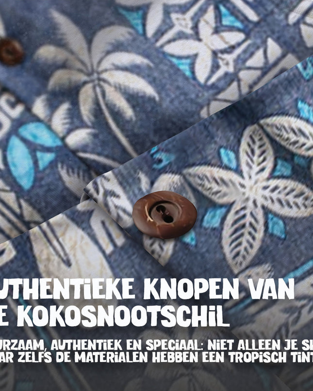 Tapa blaues Hawaiihemd für Herren