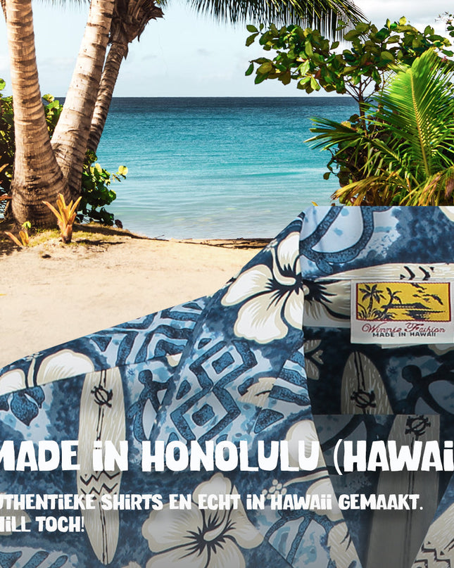 Hibiscus Surfboards Blaues Hawaiihemd