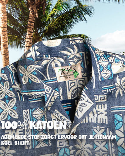 Tapa Blue Hawaiian Shirt for Men