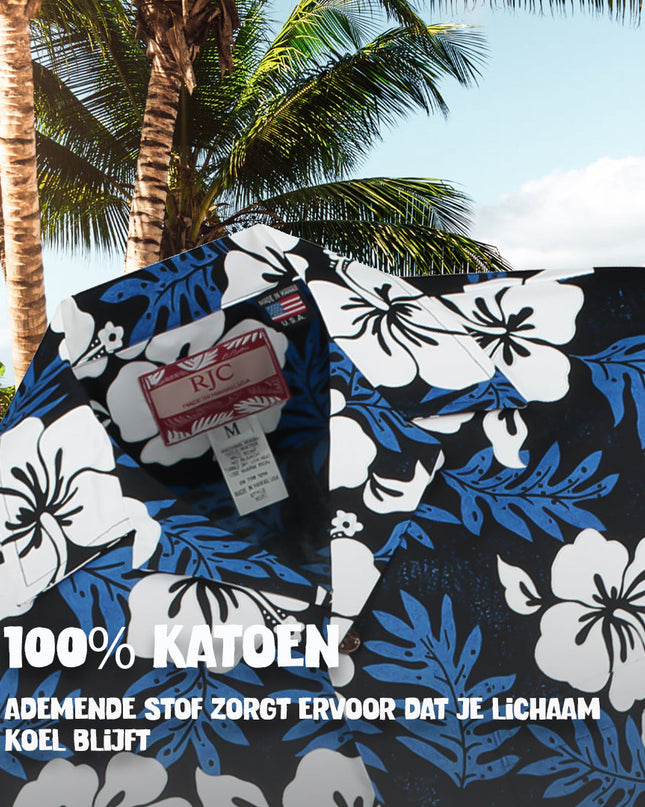 Hawaiihemd mit elegantem blauen Blumenmuster