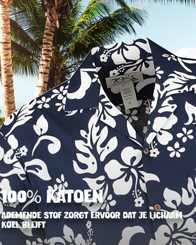Hawaiihemd mit blauem Blumenmuster