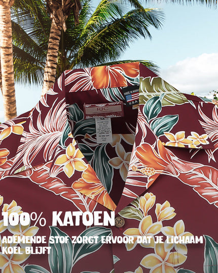 Tropisches Oasen-Bordeaux-Hawaiihemd