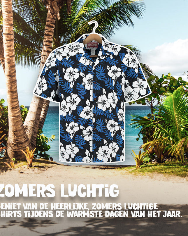 Hawaiihemd mit elegantem blauen Blumenmuster