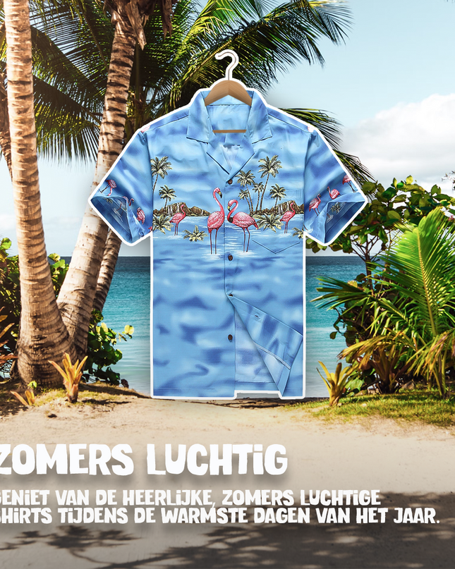 Hawaiihemd-Flamingo im Wasser-Design