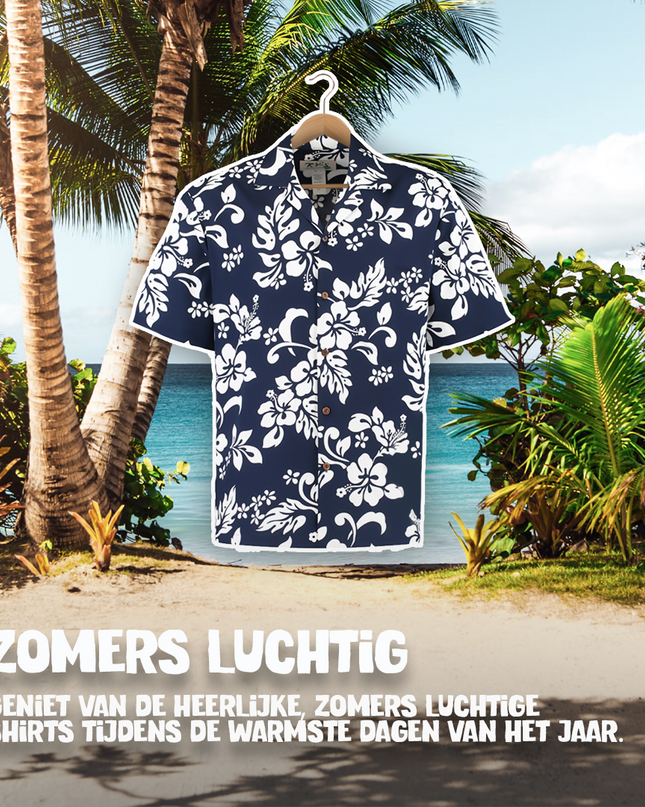 Hawaiihemd mit blauem Blumenmuster